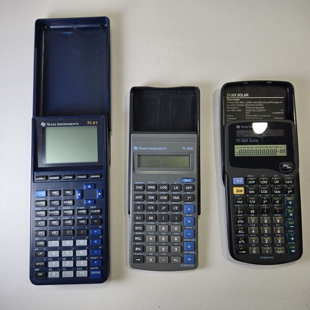 Texas Instruments Calculator Lot TI-81 Graphing TI-30X TI-36X Solar Covers Work